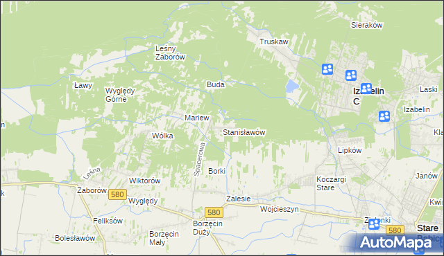 mapa Stanisławów gmina Stare Babice, Stanisławów gmina Stare Babice na mapie Targeo