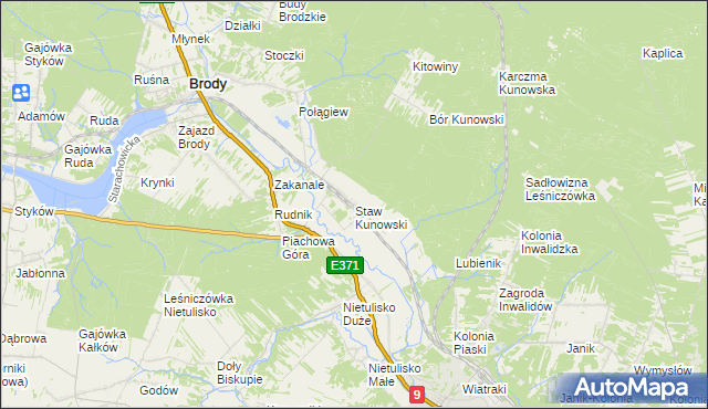 mapa Staw Kunowski, Staw Kunowski na mapie Targeo