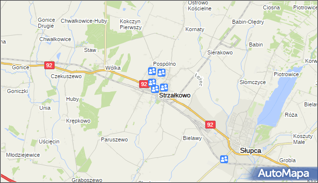 mapa Strzałkowo powiat słupecki, Strzałkowo powiat słupecki na mapie Targeo