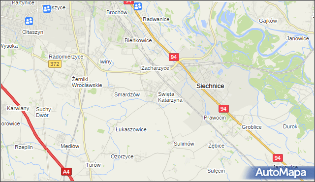 mapa Święta Katarzyna gmina Siechnice, Święta Katarzyna gmina Siechnice na mapie Targeo