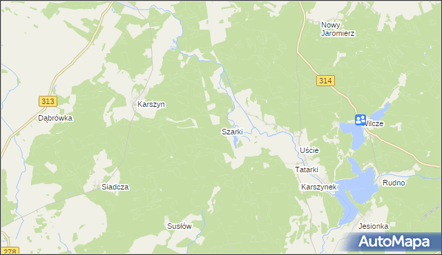 mapa Szarki gmina Kargowa, Szarki gmina Kargowa na mapie Targeo