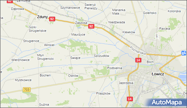 mapa Szczudłów, Szczudłów na mapie Targeo