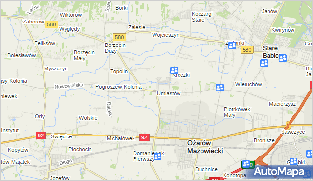 mapa Umiastów, Umiastów na mapie Targeo