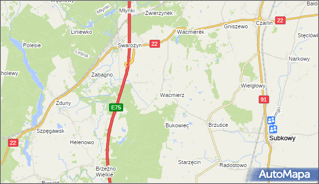 mapa Waćmierz, Waćmierz na mapie Targeo
