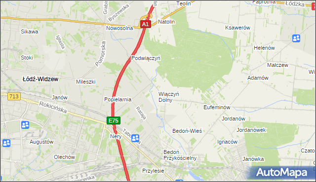 mapa Wiączyń Dolny, Wiączyń Dolny na mapie Targeo