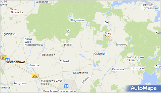 mapa Wierzchowiska gmina Witkowo, Wierzchowiska gmina Witkowo na mapie Targeo