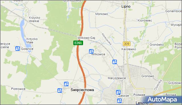 mapa Wilkowice gmina Lipno, Wilkowice gmina Lipno na mapie Targeo