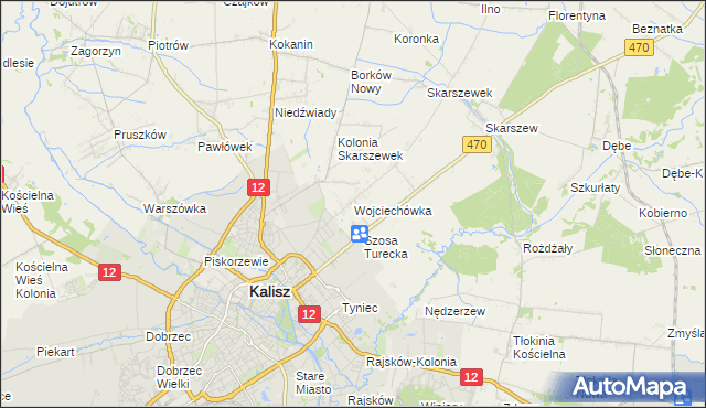 mapa Wojciechówka gmina Żelazków, Wojciechówka gmina Żelazków na mapie Targeo