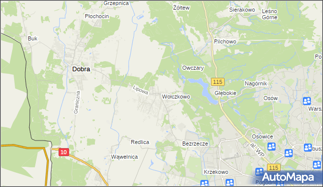 mapa Wołczkowo, Wołczkowo na mapie Targeo