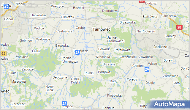 mapa Wrocanka gmina Tarnowiec, Wrocanka gmina Tarnowiec na mapie Targeo