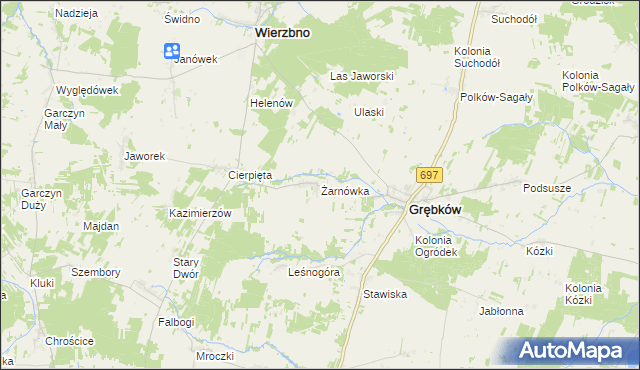 mapa Żarnówka gmina Grębków, Żarnówka gmina Grębków na mapie Targeo