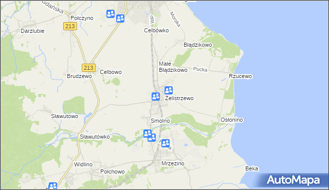 mapa Żelistrzewo, Żelistrzewo na mapie Targeo