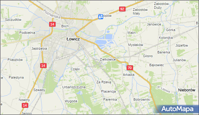mapa Zielkowice, Zielkowice na mapie Targeo