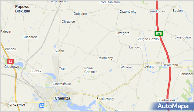 mapa Dziemiony, Dziemiony na mapie Targeo