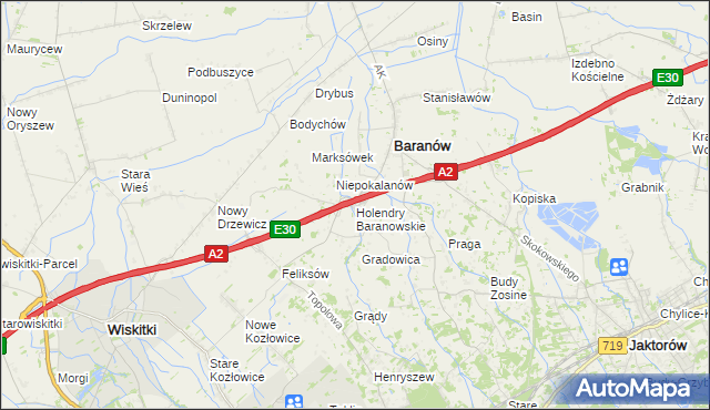 mapa Holendry Baranowskie, Holendry Baranowskie na mapie Targeo