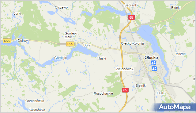 mapa Jaśki gmina Olecko, Jaśki gmina Olecko na mapie Targeo