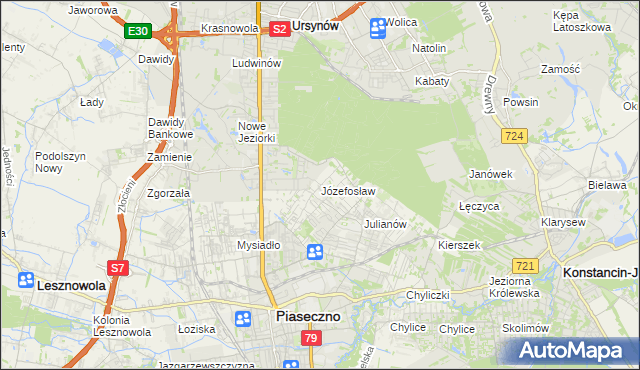 mapa Józefosław, Józefosław na mapie Targeo