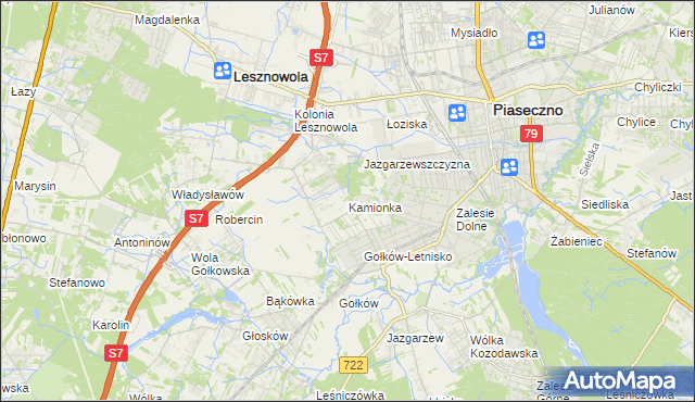 mapa Kamionka gmina Piaseczno, Kamionka gmina Piaseczno na mapie Targeo