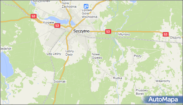 mapa Nowe Gizewo, Nowe Gizewo na mapie Targeo