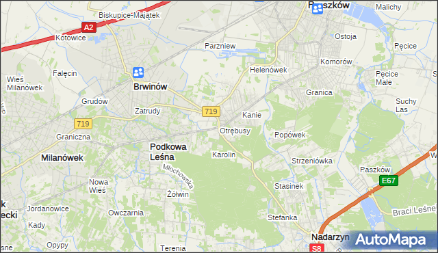 mapa Otrębusy, Otrębusy na mapie Targeo