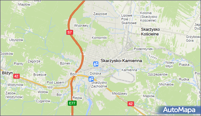 mapa Skarżysko-Kamienna, Skarżysko-Kamienna na mapie Targeo
