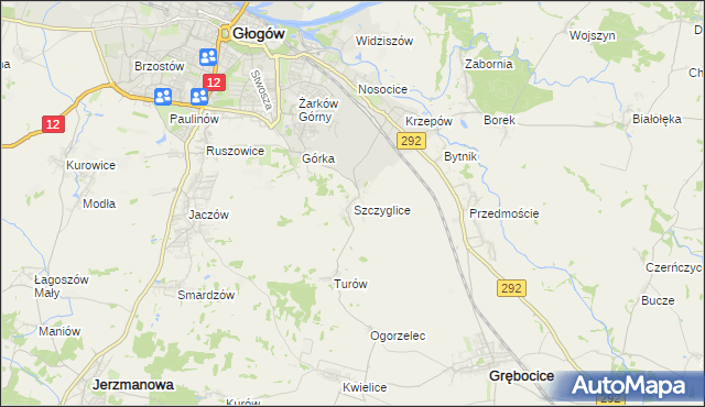 mapa Szczyglice gmina Głogów, Szczyglice gmina Głogów na mapie Targeo