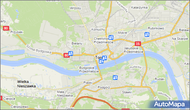 mapa Torunia, Toruń na mapie Targeo