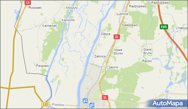 mapa Żabnica gmina Gryfino, Żabnica gmina Gryfino na mapie Targeo
