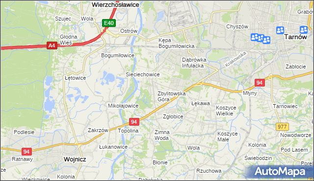 mapa Zbylitowska Góra, Zbylitowska Góra na mapie Targeo