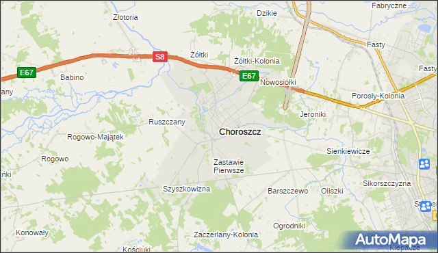 mapa Choroszcz, Choroszcz na mapie Targeo