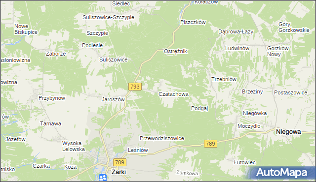mapa Czatachowa, Czatachowa na mapie Targeo