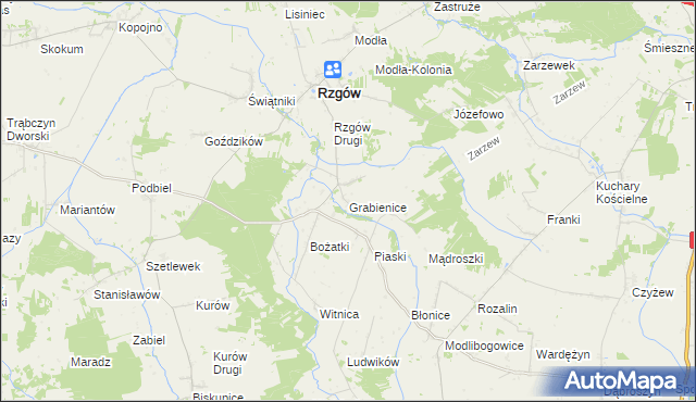 mapa Grabienice, Grabienice na mapie Targeo