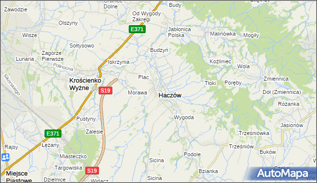mapa Haczów, Haczów na mapie Targeo