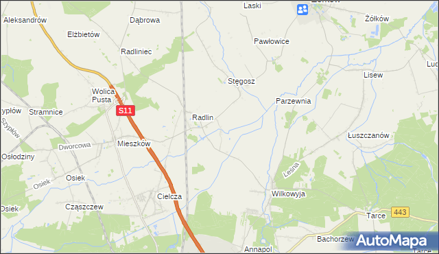 mapa Kąty gmina Jarocin, Kąty gmina Jarocin na mapie Targeo