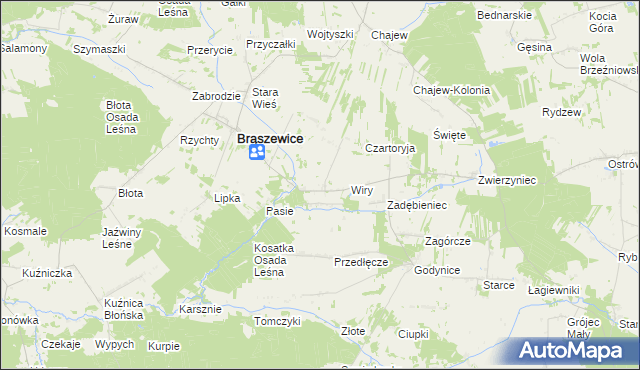 mapa Lisy gmina Brąszewice, Lisy gmina Brąszewice na mapie Targeo