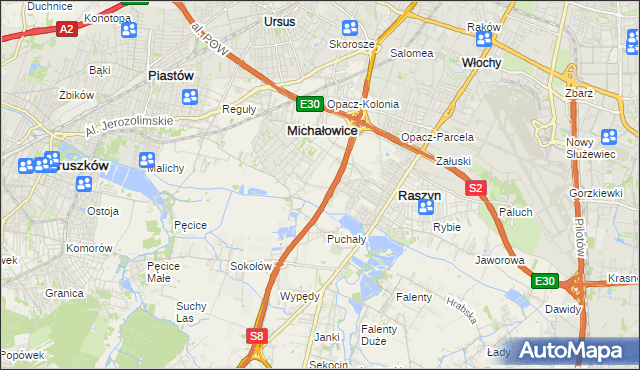 mapa Michałowice-Wieś, Michałowice-Wieś na mapie Targeo