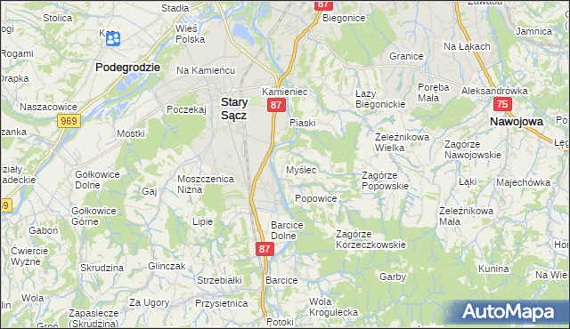mapa Myślec, Myślec na mapie Targeo