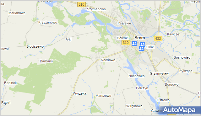 mapa Nochowo, Nochowo na mapie Targeo