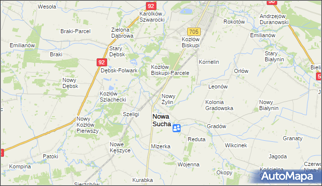 mapa Nowy Żylin, Nowy Żylin na mapie Targeo