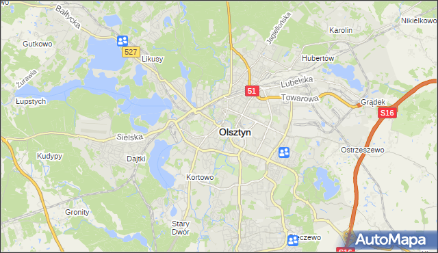 mapa Olsztyna, Olsztyn na mapie Targeo