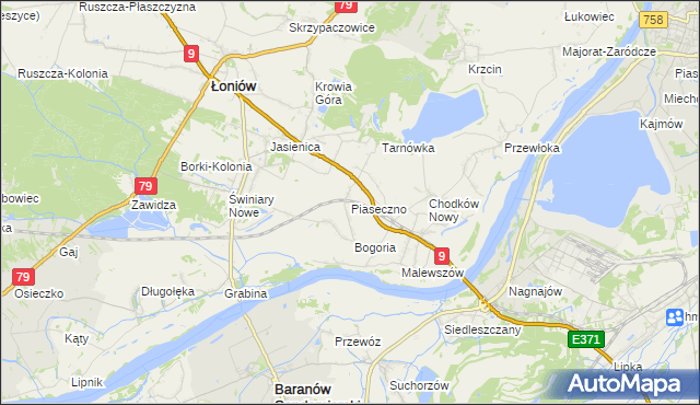 mapa Piaseczno gmina Łoniów, Piaseczno gmina Łoniów na mapie Targeo