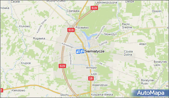 mapa Siemiatycze, Siemiatycze na mapie Targeo