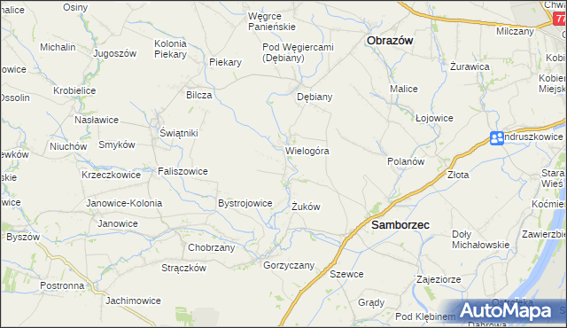 mapa Śmiechowice gmina Samborzec, Śmiechowice gmina Samborzec na mapie Targeo