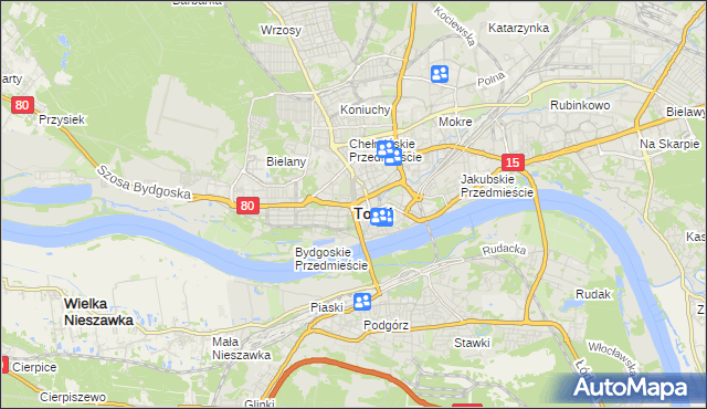 mapa Torunia, Toruń na mapie Targeo