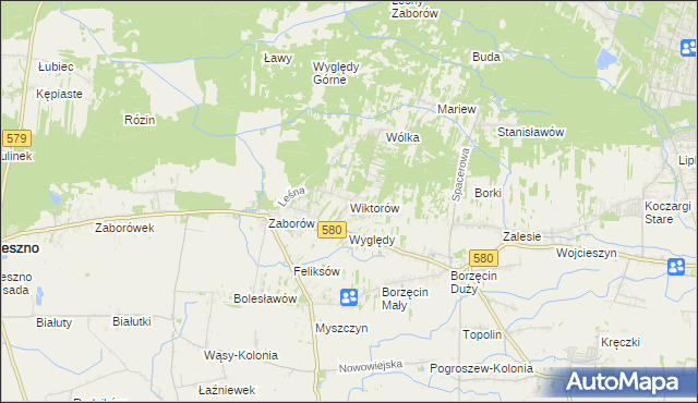mapa Wiktorów gmina Leszno, Wiktorów gmina Leszno na mapie Targeo