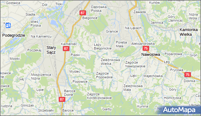 mapa Żeleźnikowa Wielka, Żeleźnikowa Wielka na mapie Targeo