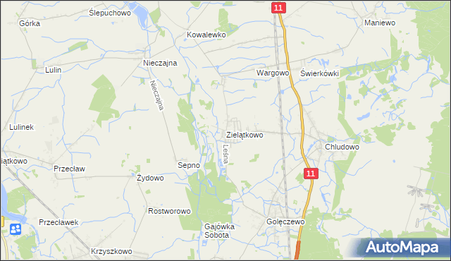 mapa Zielątkowo gmina Suchy Las, Zielątkowo gmina Suchy Las na mapie Targeo
