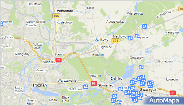 mapa Bogucin gmina Swarzędz, Bogucin gmina Swarzędz na mapie Targeo
