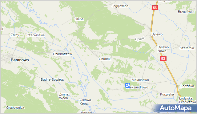 mapa Chudek, Chudek na mapie Targeo