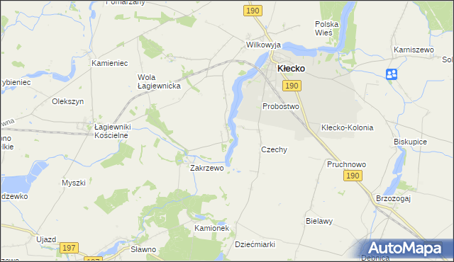 mapa Gorzuchowo gmina Kłecko, Gorzuchowo gmina Kłecko na mapie Targeo